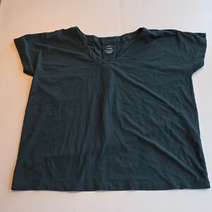 J. Jill Luxe Supima Pleat Back V Neck Tee Green